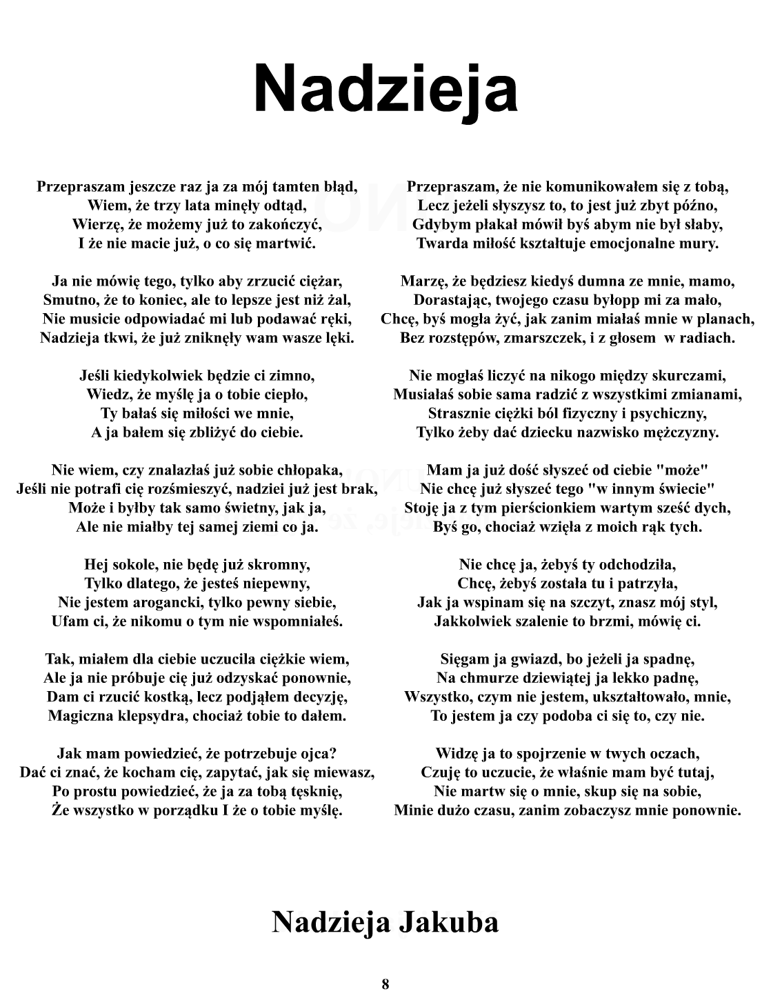 Tekst piosenki Nadzieja